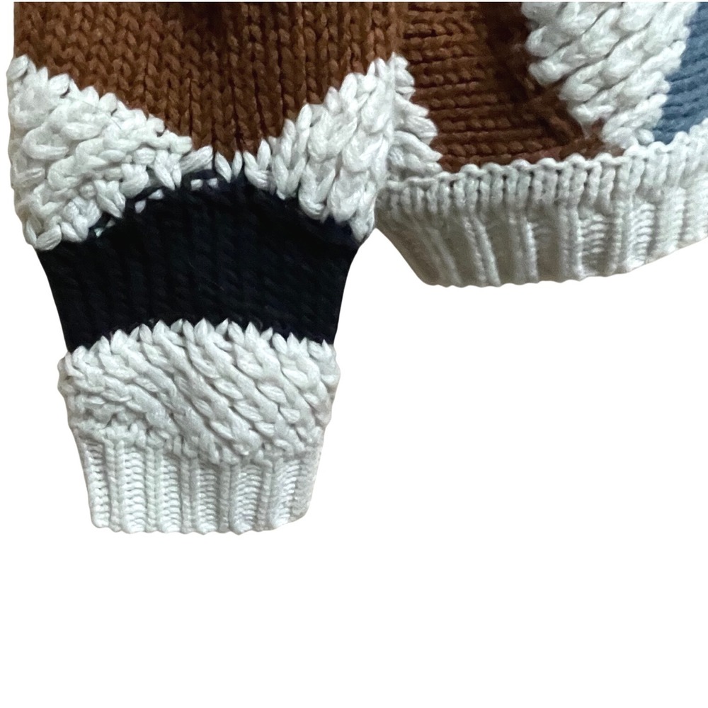 RYEGRASS Chunky Knit Cropped Sweater Retro‎ Geometric Pattern Pullover M - Picture 6 of 6
